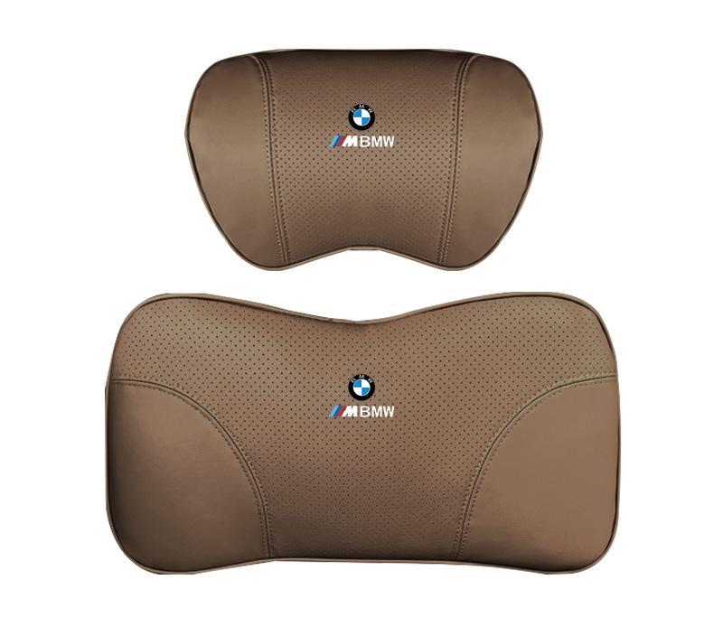 Suitable For BMW Car Nappa Memory Foam Seat Headrest Lumbar Pillow Mocha Brown