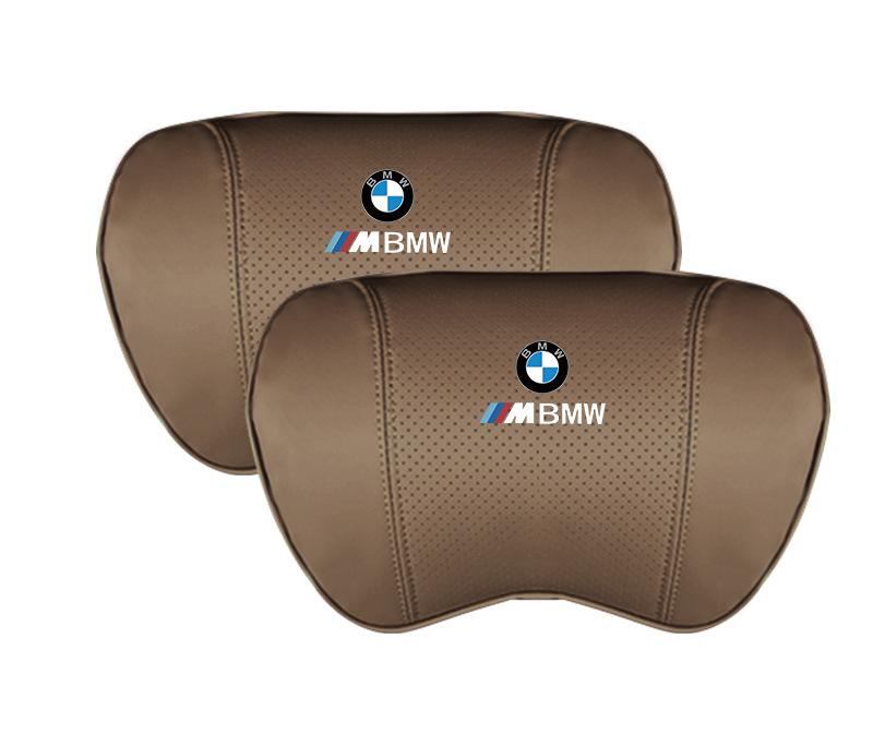 Suitable For BMW Car Nappa Memory Foam Seat Headrest Lumbar Pillow Mocha Brown