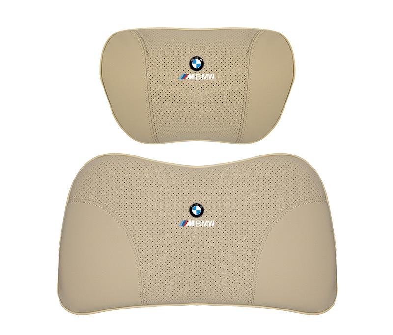 Suitable For BMW Car Nappa Memory Foam Seat Headrest Lumbar Pillow Off-White