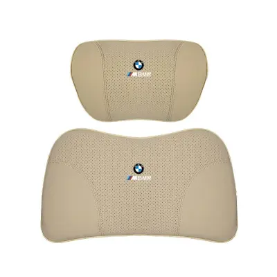 Suitable For BMW Car Nappa Memory Foam Seat Headrest Lumbar Pillow Off-White 01