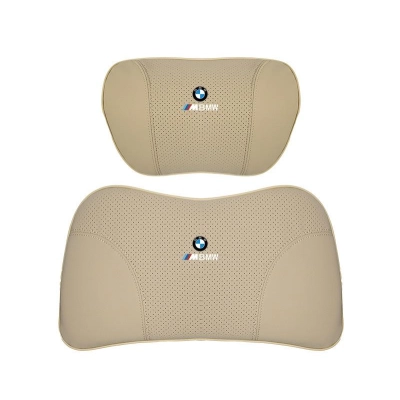 Suitable For BMW Car Nappa Memory Foam Seat Headrest Lumbar Pillow Off-White 01