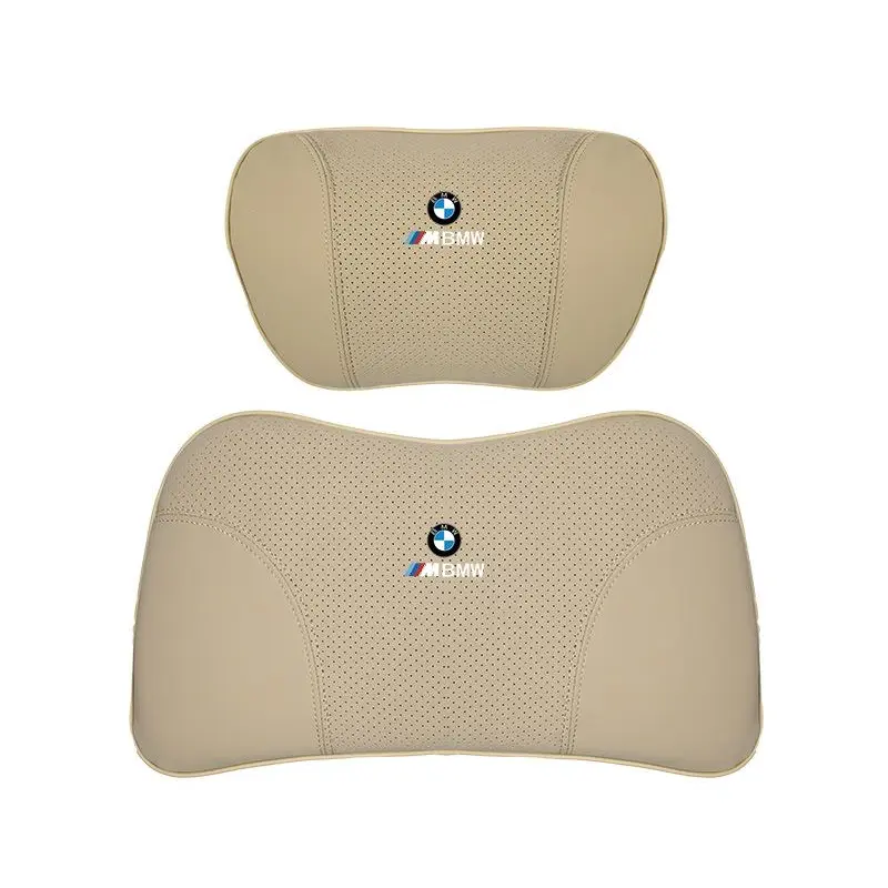 Suitable For BMW Car Nappa Memory Foam Seat Headrest Lumbar Pillow Off-White