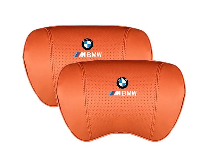 Suitable For BMW Car Nappa Memory Foam Seat Headrest Lumbar Pillow Orange