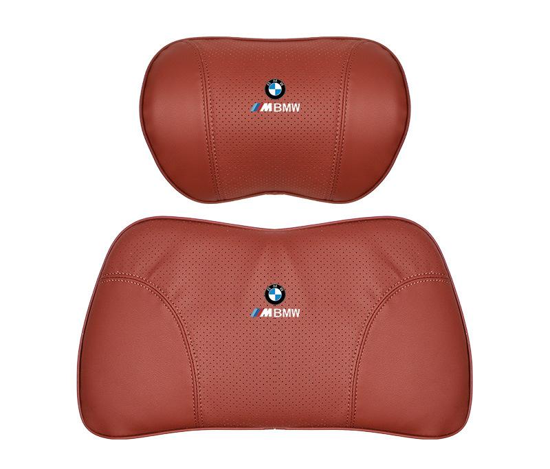Suitable For BMW Car Nappa Memory Foam Seat Headrest Lumbar Pillow Volcano Red