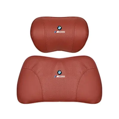 Suitable For BMW Car Nappa Memory Foam Seat Headrest Lumbar Pillow Volcano Red 01