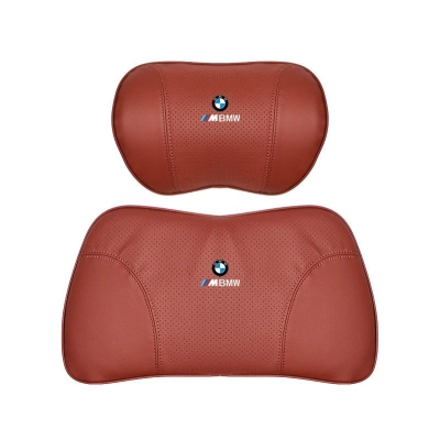 Suitable For BMW Car Nappa Memory Foam Seat Headrest Lumbar Pillow Volcano Red 01