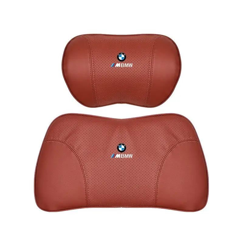 Suitable For BMW Car Nappa Memory Foam Seat Headrest Lumbar Pillow Volcano Red