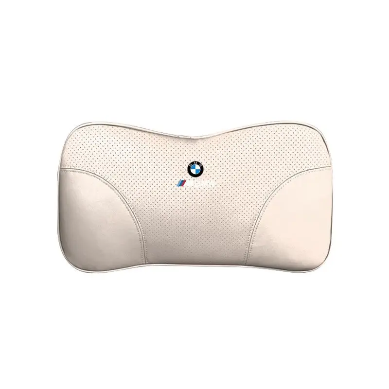 Suitable For BMW Car Nappa Memory Foam Seat Headrest Lumbar Pillow White