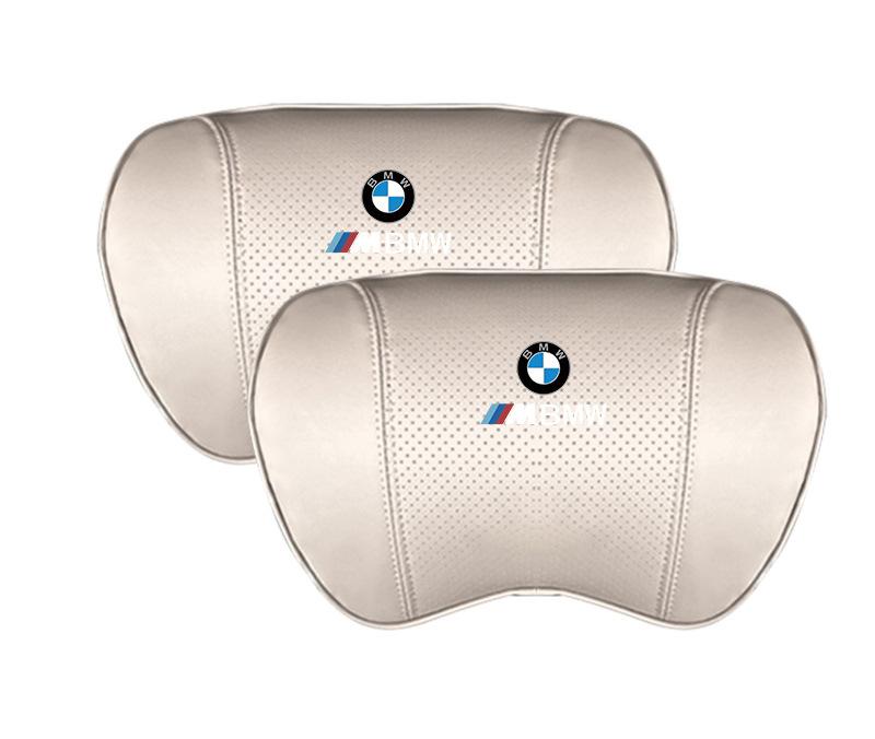 Suitable For BMW Car Nappa Memory Foam Seat Headrest Lumbar Pillow White