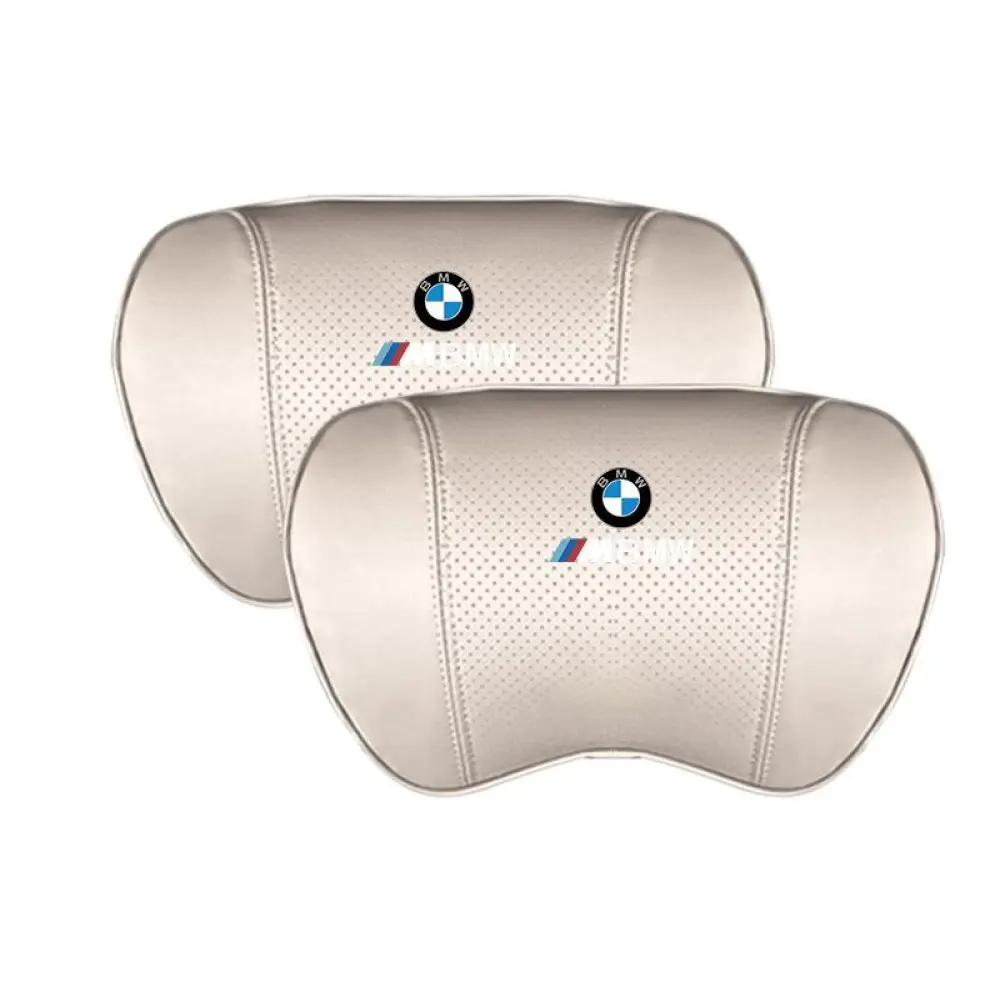 Suitable For BMW Car Nappa Memory Foam Seat Headrest Lumbar Pillow White