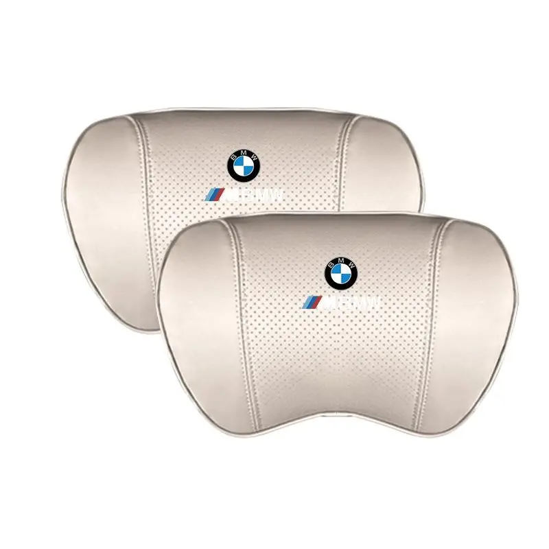 Suitable For BMW Car Nappa Memory Foam Seat Headrest Lumbar Pillow White