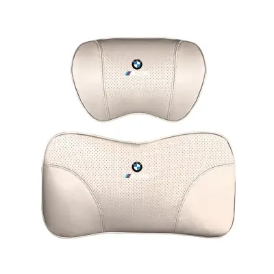Suitable For BMW Car Nappa Memory Foam Seat Headrest Lumbar Pillow White 01