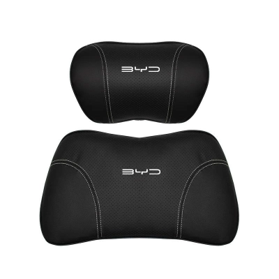 Suitable For Byd Car Nappa Memory Foam Seat Headrest Lumbar Pillow Black 01