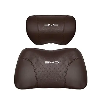 Suitable For Byd Car Nappa Memory Foam Seat Headrest Lumbar Pillow Brown 01