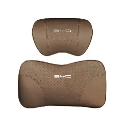 Suitable For Byd Car Nappa Memory Foam Seat Headrest Lumbar Pillow Coffee Color 01