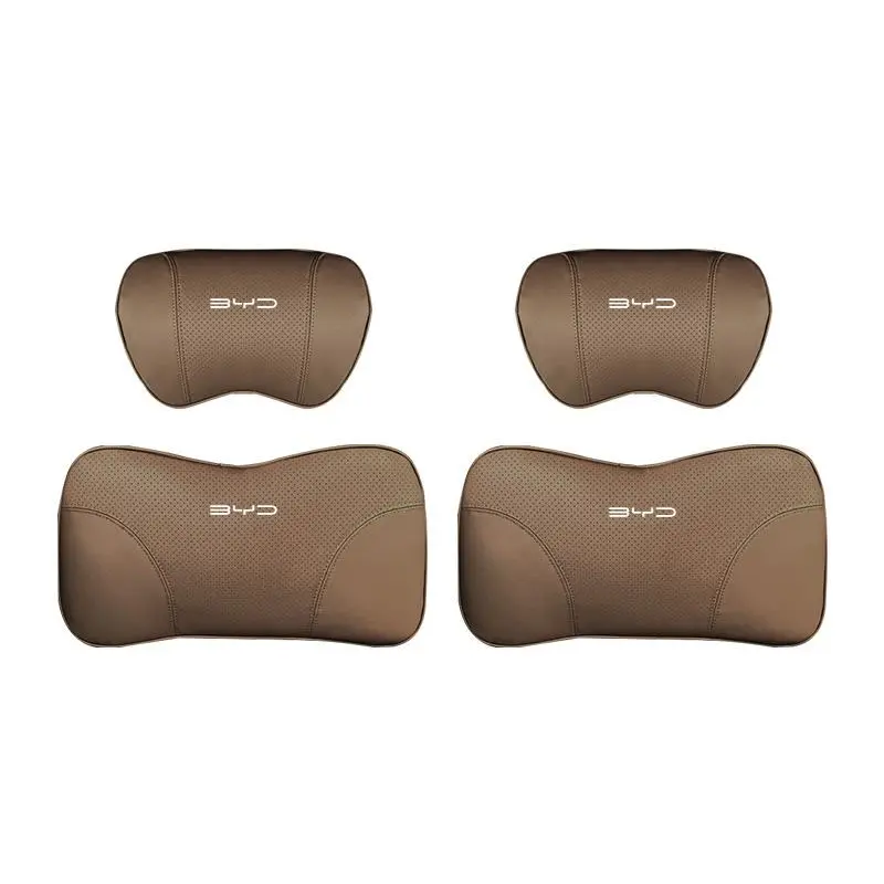 Suitable For Byd Car Nappa Memory Foam Seat Headrest Lumbar Pillow Coffee Color