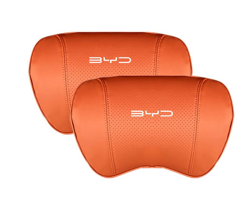 Suitable For Byd Car Nappa Memory Foam Seat Headrest Lumbar Pillow Orange