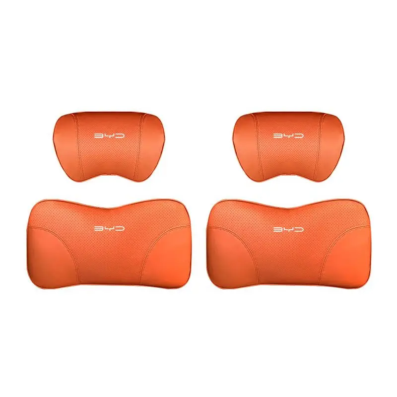 Suitable For Byd Car Nappa Memory Foam Seat Headrest Lumbar Pillow Orange