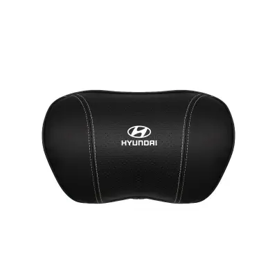 Suitable For Hyundai Car Nappa Memory Foam Seat Headrest Lumbar Pillow Black 02
