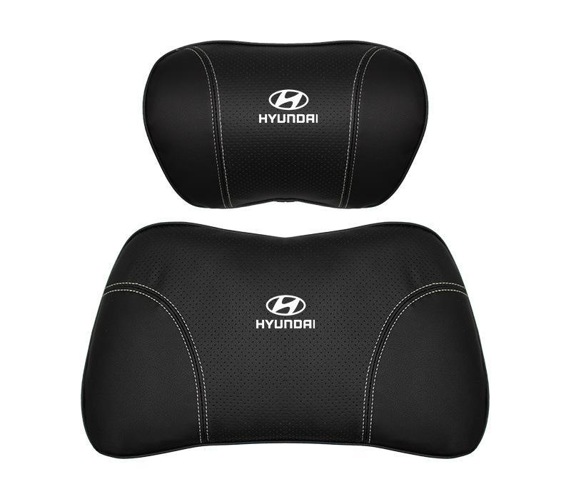 Suitable For Hyundai Car Nappa Memory Foam Seat Headrest Lumbar Pillow Black