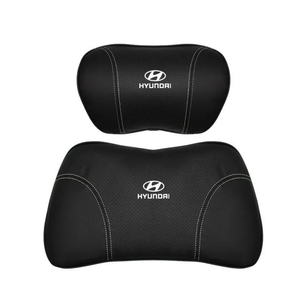 Suitable For Hyundai Car Nappa Memory Foam Seat Headrest Lumbar Pillow Black