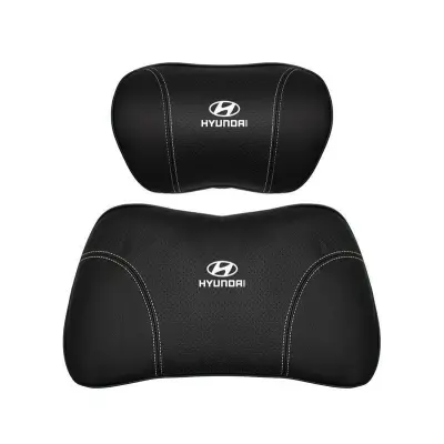 Suitable For Hyundai Car Nappa Memory Foam Seat Headrest Lumbar Pillow Black 01