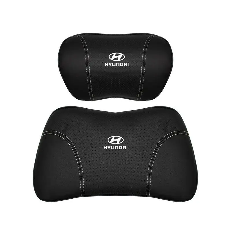 Suitable For Hyundai Car Nappa Memory Foam Seat Headrest Lumbar Pillow Black