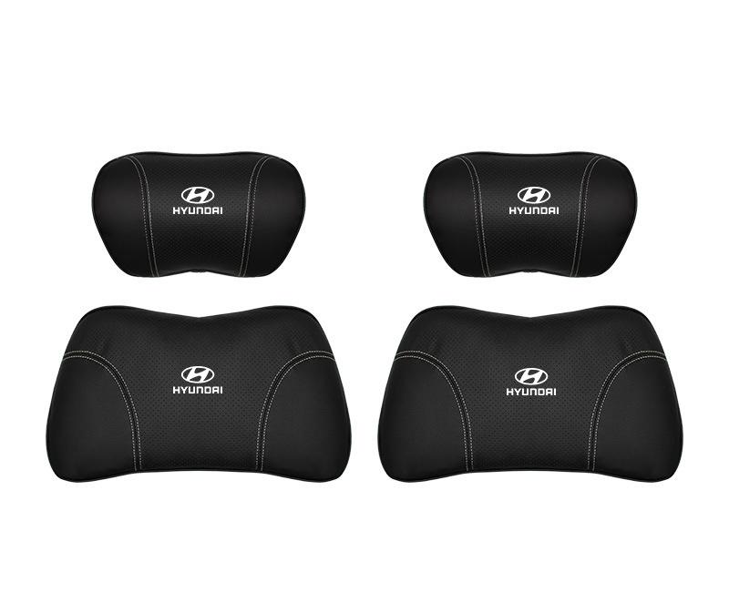 Suitable For Hyundai Car Nappa Memory Foam Seat Headrest Lumbar Pillow Black