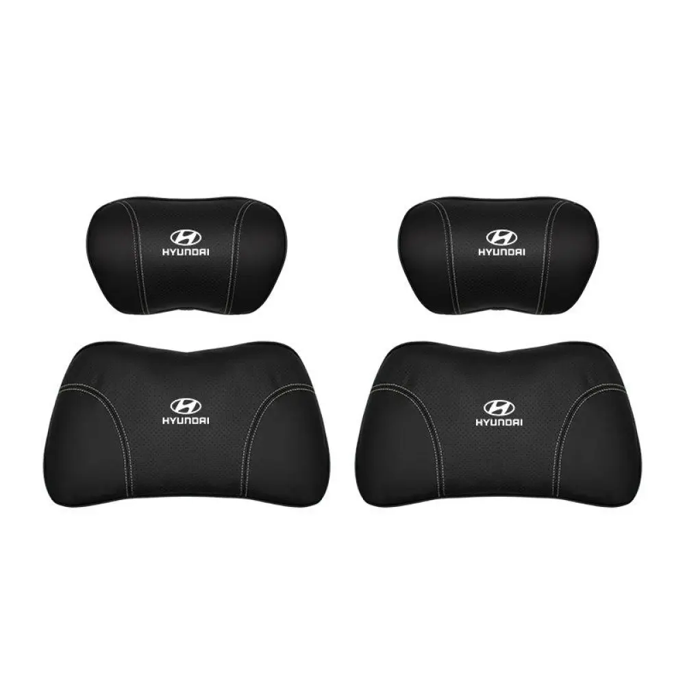 Suitable For Hyundai Car Nappa Memory Foam Seat Headrest Lumbar Pillow Black