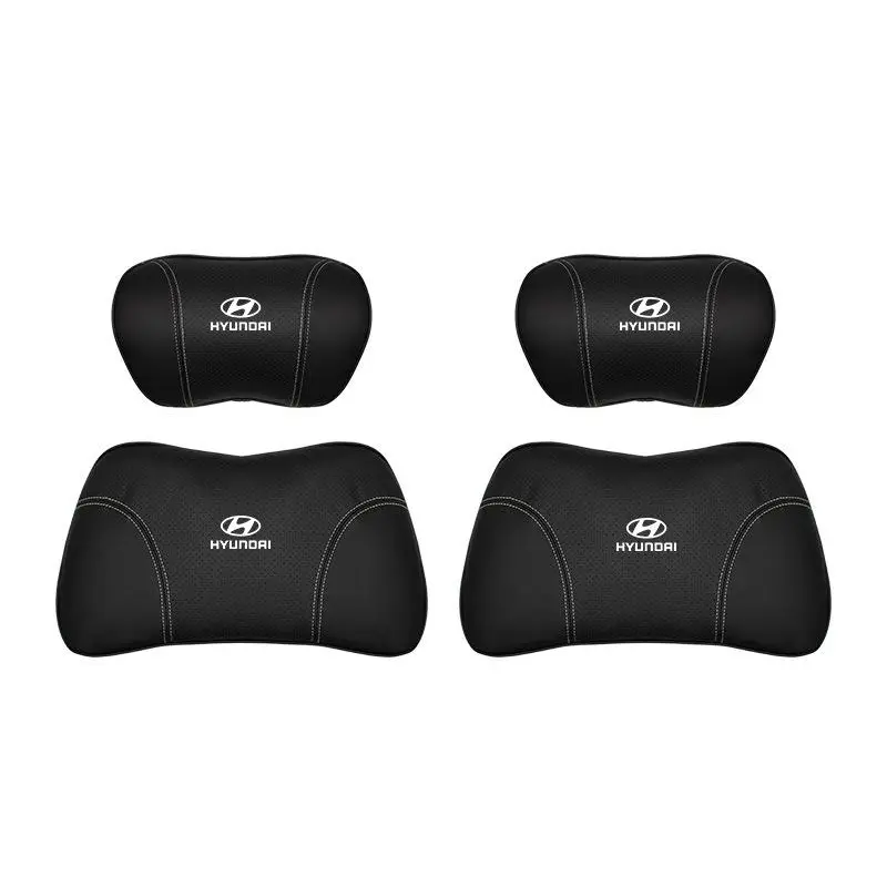 Suitable For Hyundai Car Nappa Memory Foam Seat Headrest Lumbar Pillow Black