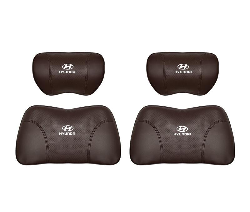 Suitable For Hyundai Car Nappa Memory Foam Seat Headrest Lumbar Pillow Brown