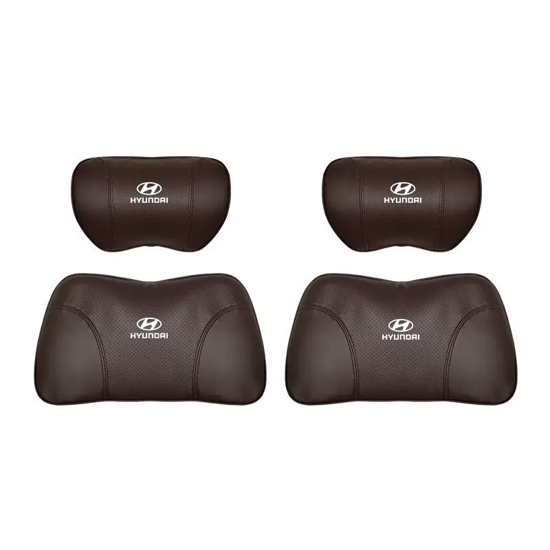 Suitable For Hyundai Car Nappa Memory Foam Seat Headrest Lumbar Pillow Brown