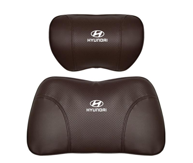Suitable For Hyundai Car Nappa Memory Foam Seat Headrest Lumbar Pillow Brown