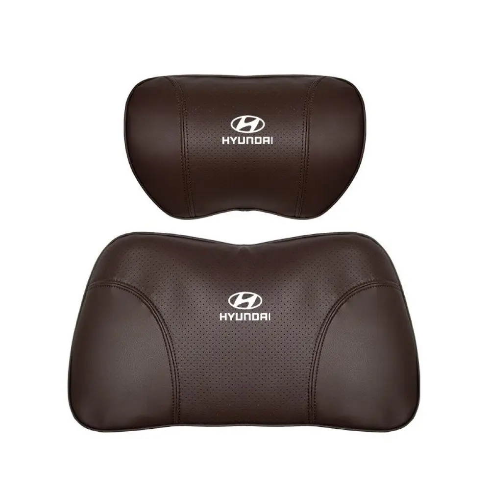 Suitable For Hyundai Car Nappa Memory Foam Seat Headrest Lumbar Pillow Brown