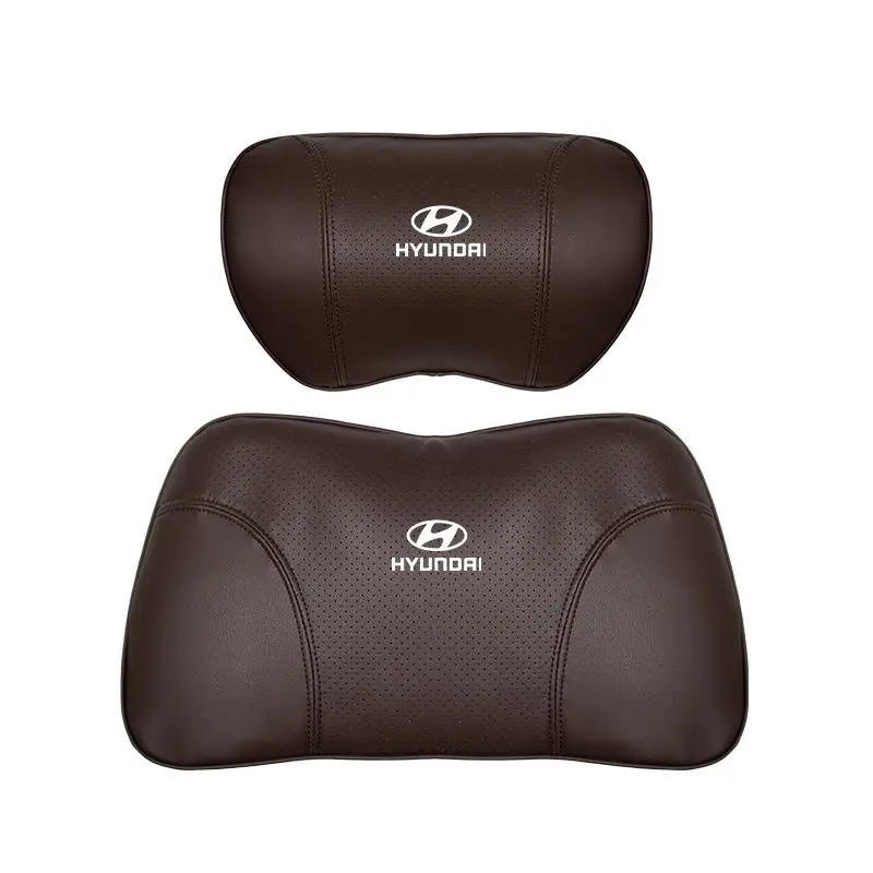 Suitable For Hyundai Car Nappa Memory Foam Seat Headrest Lumbar Pillow Brown