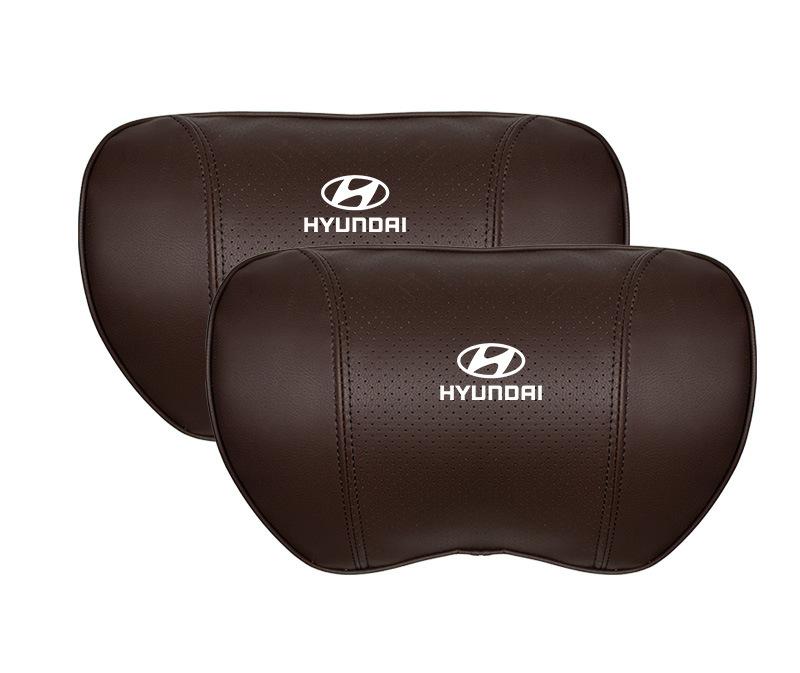 Suitable For Hyundai Car Nappa Memory Foam Seat Headrest Lumbar Pillow Brown
