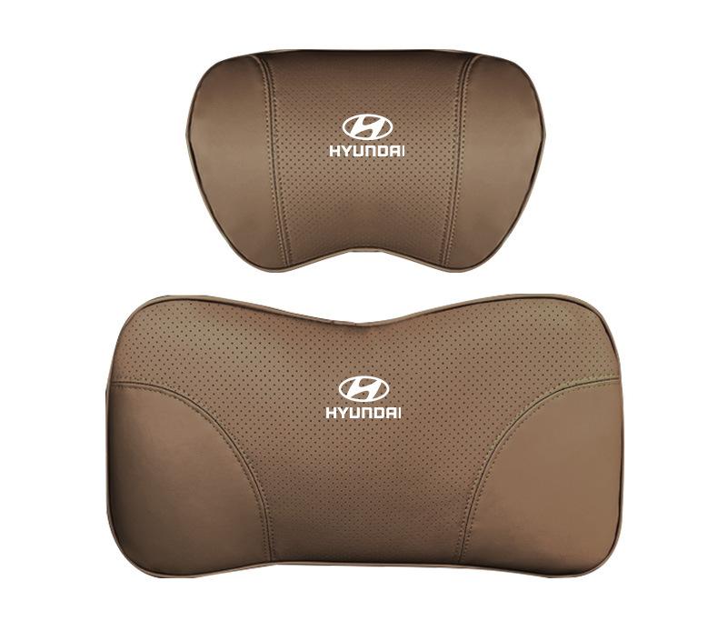 Suitable For Hyundai Car Nappa Memory Foam Seat Headrest Lumbar Pillow Coffee Color