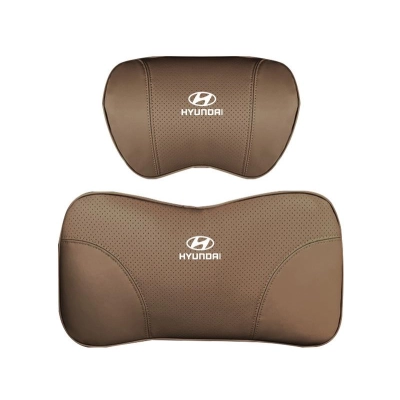 Suitable For Hyundai Car Nappa Memory Foam Seat Headrest Lumbar Pillow Coffee Color 01