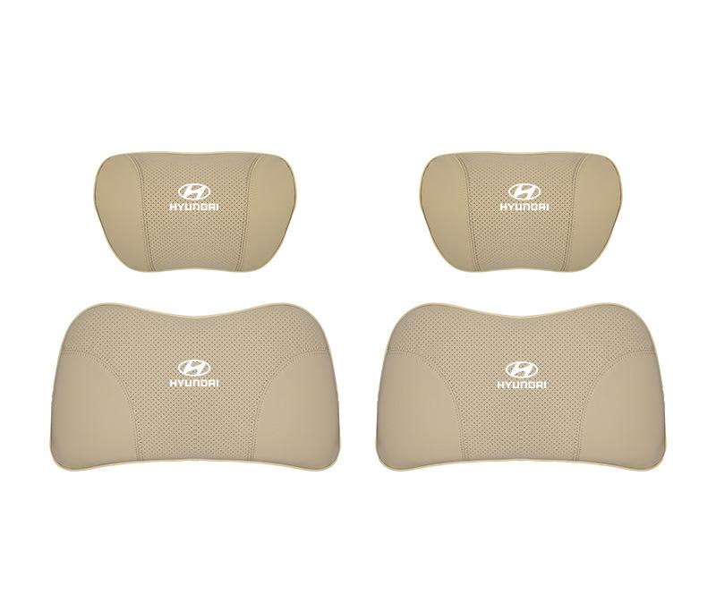 Suitable For Hyundai Car Nappa Memory Foam Seat Headrest Lumbar Pillow Off-White