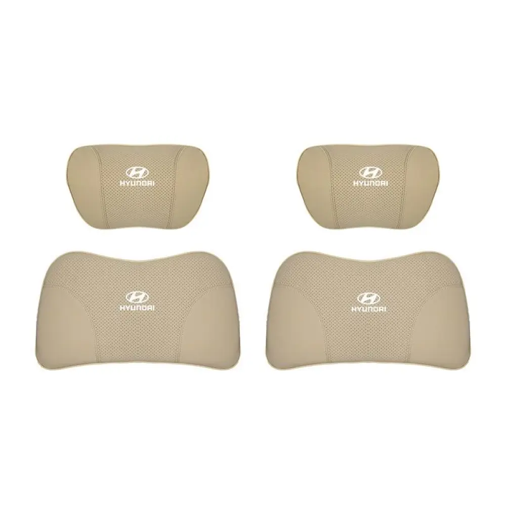 Suitable For Hyundai Car Nappa Memory Foam Seat Headrest Lumbar Pillow Off-White