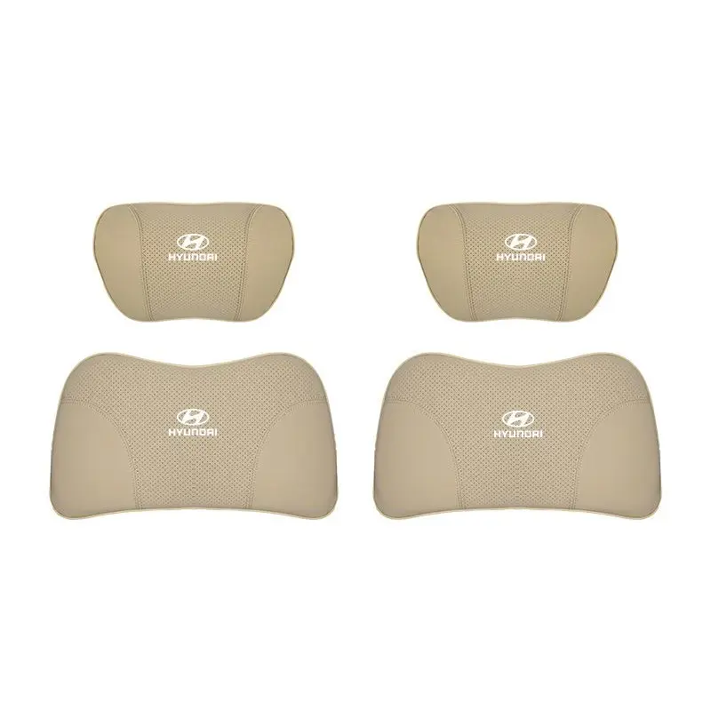 Suitable For Hyundai Car Nappa Memory Foam Seat Headrest Lumbar Pillow Off-White