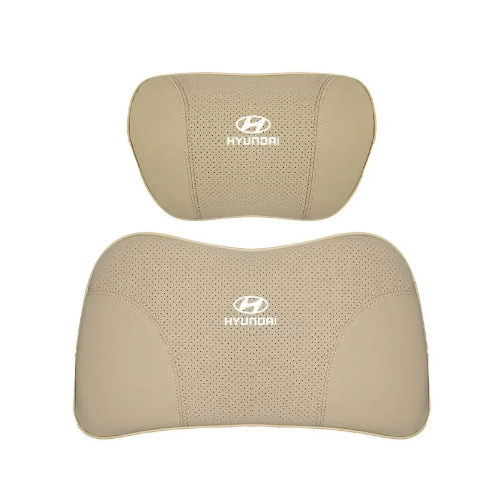 Suitable For Hyundai Car Nappa Memory Foam Seat Headrest Lumbar Pillow Off-White