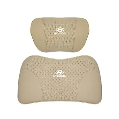 Suitable For Hyundai Car Nappa Memory Foam Seat Headrest Lumbar Pillow Off-White 01