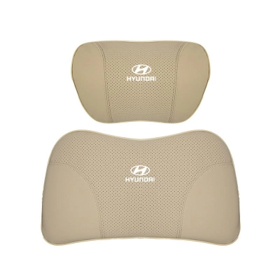 Suitable For Hyundai Car Nappa Memory Foam Seat Headrest Lumbar Pillow Off-White 01