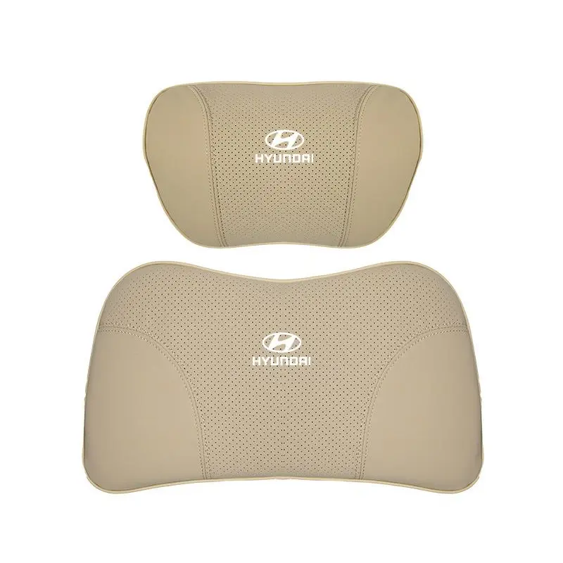 Suitable For Hyundai Car Nappa Memory Foam Seat Headrest Lumbar Pillow Off-White