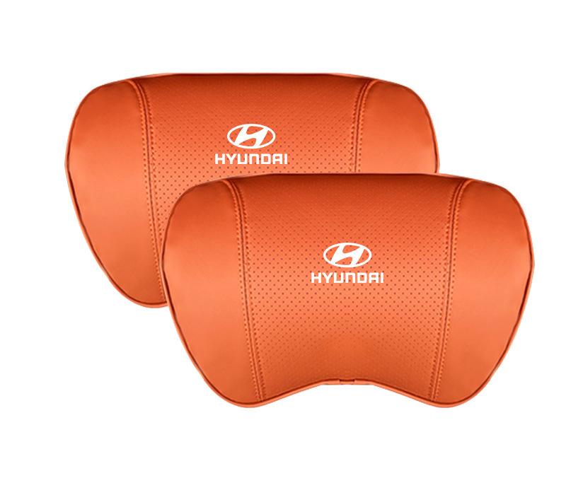 Suitable For Hyundai Car Nappa Memory Foam Seat Headrest Lumbar Pillow Orange