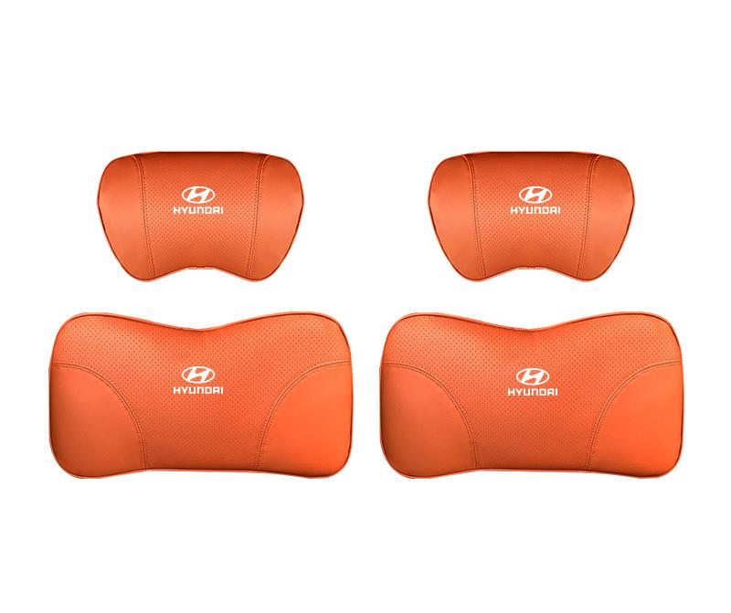 Suitable For Hyundai Car Nappa Memory Foam Seat Headrest Lumbar Pillow Orange