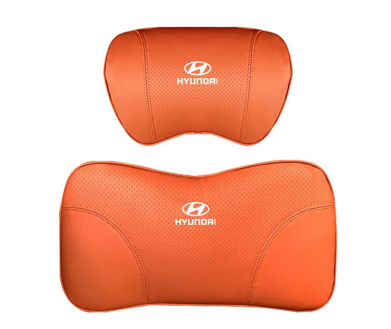 Suitable For Hyundai Car Nappa Memory Foam Seat Headrest Lumbar Pillow Orange
