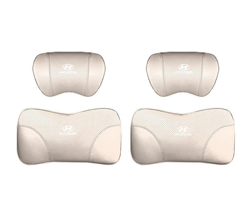 Suitable For Hyundai Car Nappa Memory Foam Seat Headrest Lumbar Pillow White