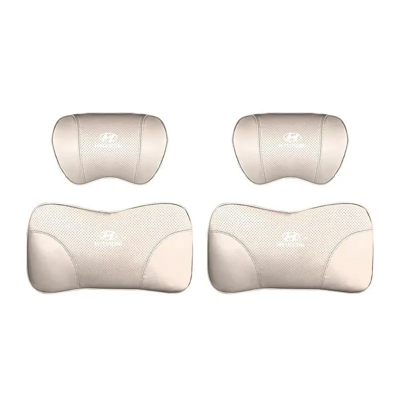 Suitable For Hyundai Car Nappa Memory Foam Seat Headrest Lumbar Pillow White